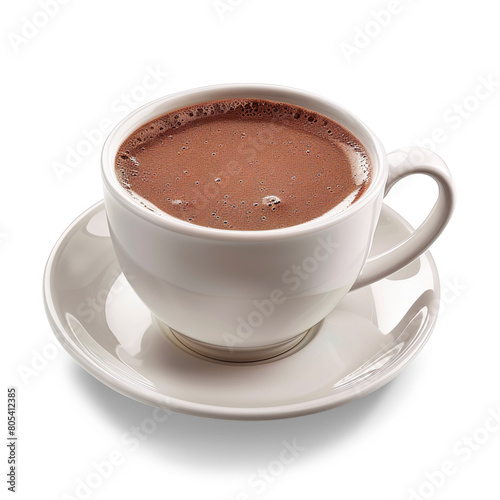 A Cup of Hot Chocolate on a Saucer isolated on a transparent background 
