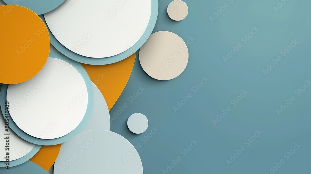 blue yellow circle paper craft layer , beautiful minimal abstract background with copy space, Generative Ai blue yellow circle paper craft layer , beautiful minimal abstract background with copy space, Generative Ai