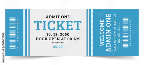 Admit one and Ticket sample. Cinema, theater, casino, concert, game, party, event, festival gold ticket, Invite ticket for casino club, Vector illustration.