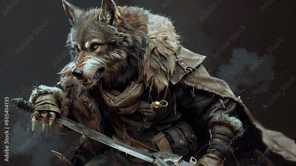 Savage Style, Ferocious Wolf Dressed for the Hunt. Generative Ai