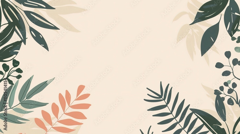 spring summer leaves tree branch foliage page print design, with blank empty space for mock up message background spring summer leaves tree branch foliage page print design, with blank empty space for mock up message background