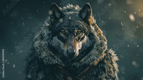 Savage Style  Ferocious Wolf Dressed for the Hunt. Generative Ai