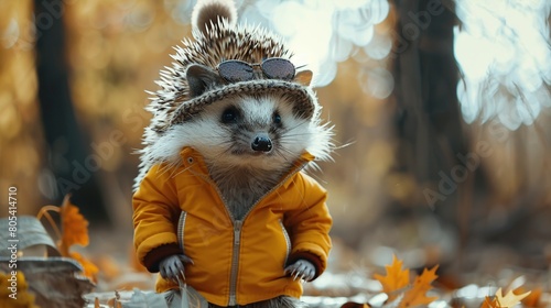 Spiky Style, Adorable Hedgehog Wearing Fashionable Outfit . Generative Ai