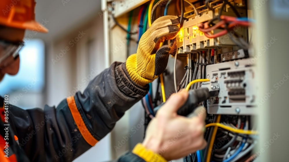 An Electrician Installing a Socket in a New House, Prioritizing the Safety of Residential Electrical Systems An Electrician Installing a Socket in a New House, Prioritizing the Safety of Residential Electrical Systems