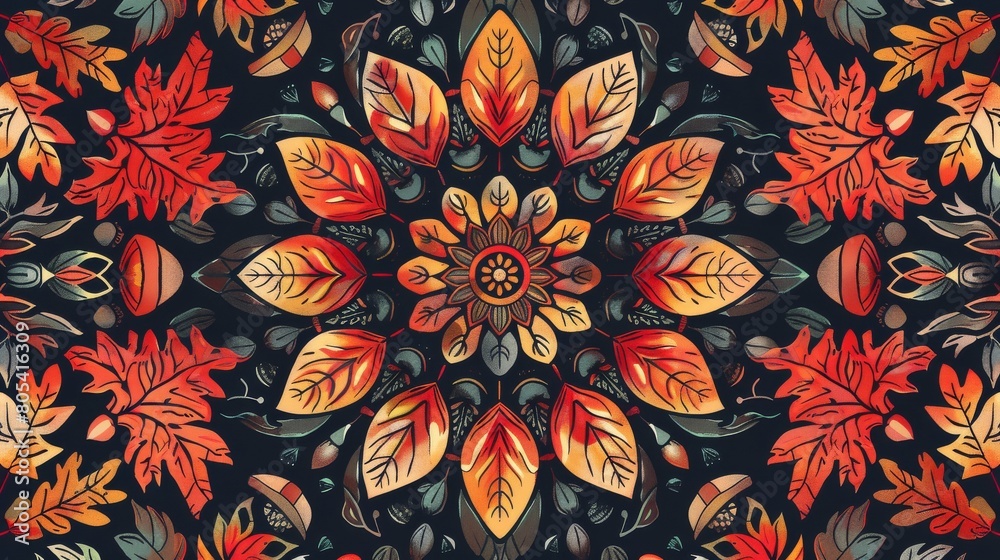 Vibrant autumn leaves in a symmetrical pattern Vibrant autumn leaves in a symmetrical pattern