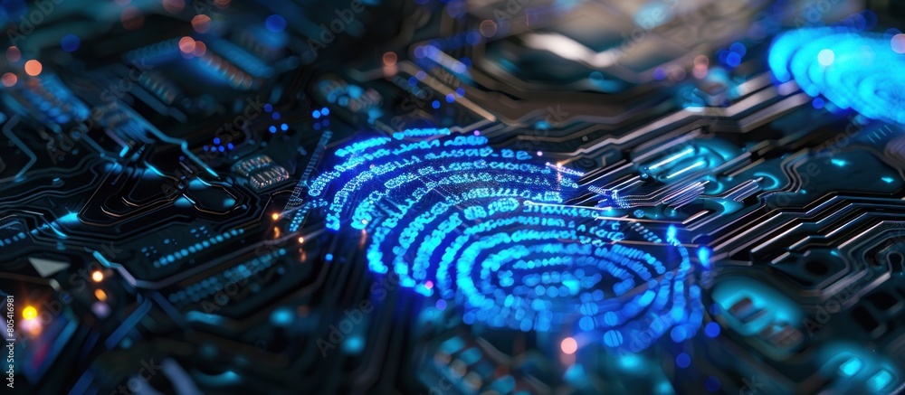 Fototapeta premium Security and privacy technology concept. Abstract and futuristic human fingerprint