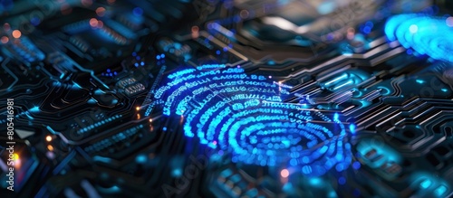 Security and privacy technology concept. Abstract and futuristic human fingerprint