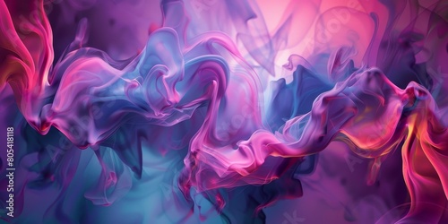 Abstract Painting of Pink, Blue, and Purple Colors