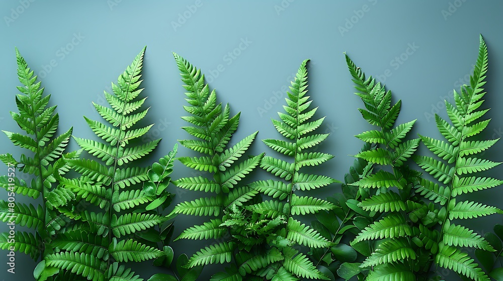 Mint green ferns and foliage designed in a light, airy style against a clean white background, emphasizing clarity and freshness.