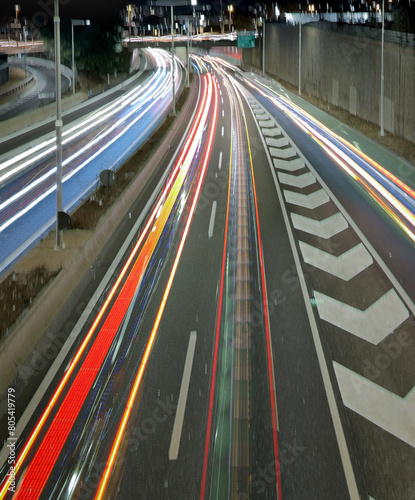 Wallpaper Mural A beautiful horizontal background of a road light trail; long-exposure photography Torontodigital.ca
