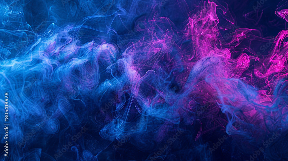 Delicate plumes of smoke in deep blue, accented with a neon magenta light texture that gives it a vibrant, otherworldly appearance. Delicate plumes of smoke in deep blue, accented with a neon magenta light texture that gives it a vibrant, otherworldly appearance.