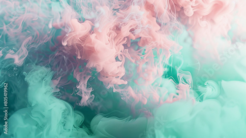Delicate plumes of smoke in soft pink  illuminated by a neon green texture that adds an unexpected pop of color.