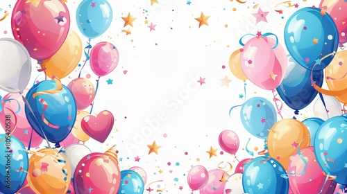 3d render of a whimsical watercolor illustration of colorful balloons  playful confetti  and beautifully wrapped gifts  capturing the spirit of joyous birthday celebrations and festive gatherings