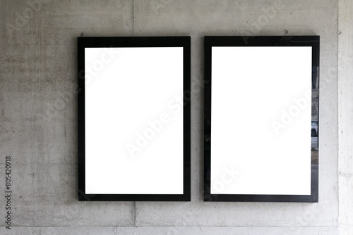 Two empty mock-ups of street advertising billboards; two blank ad placeholders outdoor photo