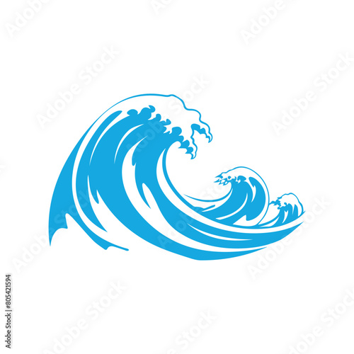 Blue sea waves icon on a white background. vector illustration design.