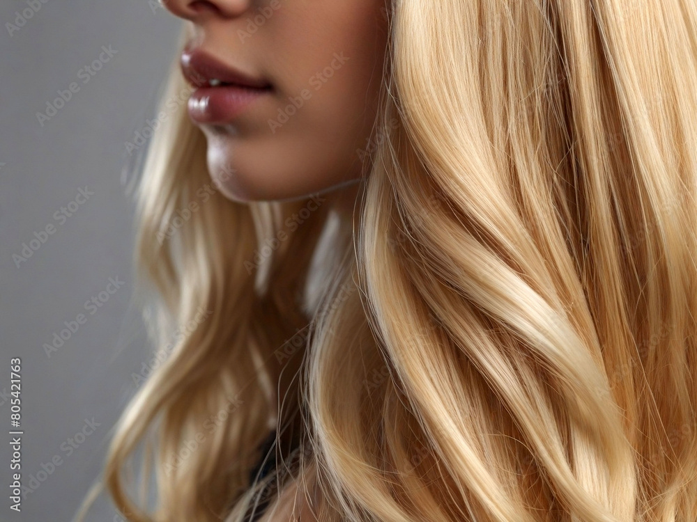 Obraz premium closeup lock Blonde white isolated hair Blond curl colours wavy smooth long natural colouring concept wellness yellow bright luxury clean shampoo female fashion 