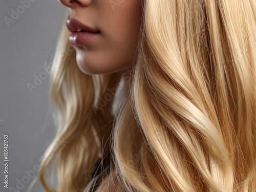 closeup lock Blonde white isolated hair Blond curl colours wavy smooth long natural colouring concept wellness yellow bright luxury clean shampoo female fashion 