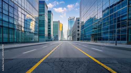 empty road and modern office buildings