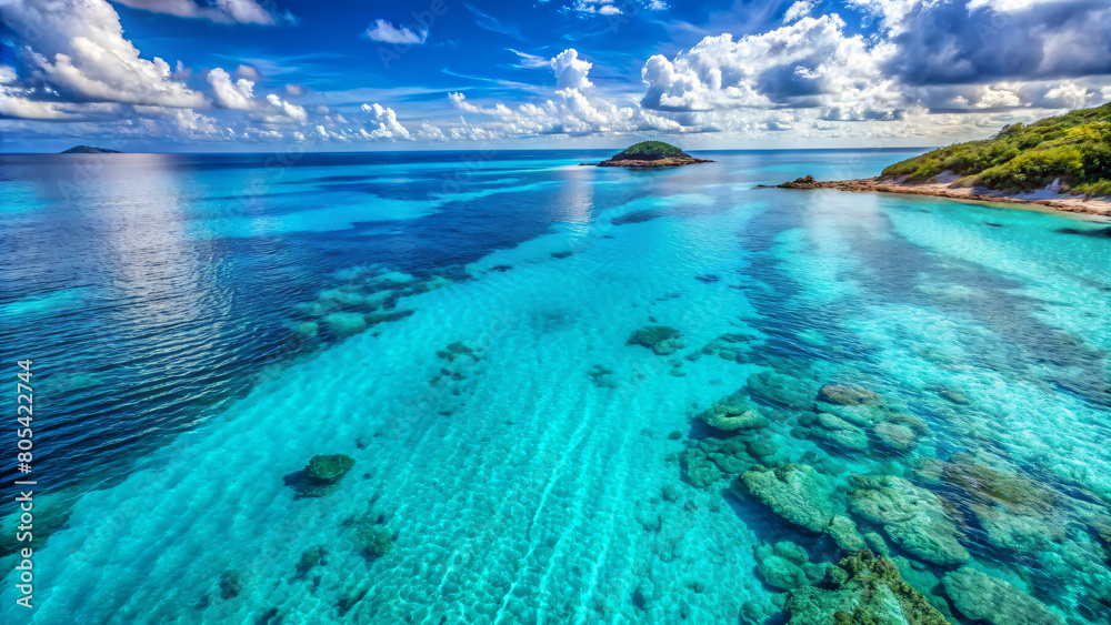 Obraz premium Tranquil Tropical Seascape with Clear Blue Waters