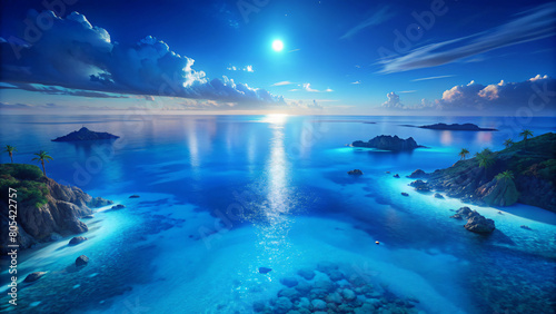Tranquil Twilight: A Serene Seascape under a Starry Sky © Sergey