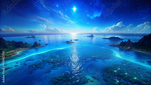 Bioluminescent Bay under Starry Sky