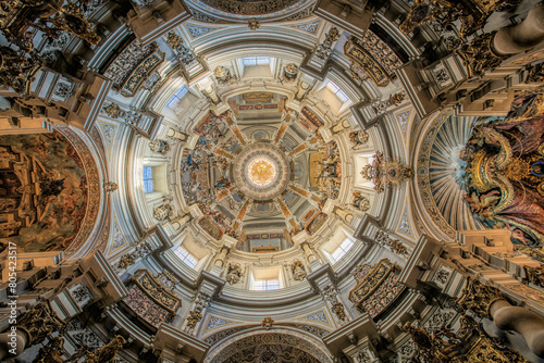 Ceiling of San Luis de los Franceses church, in Baroque style, Seville, Spain.