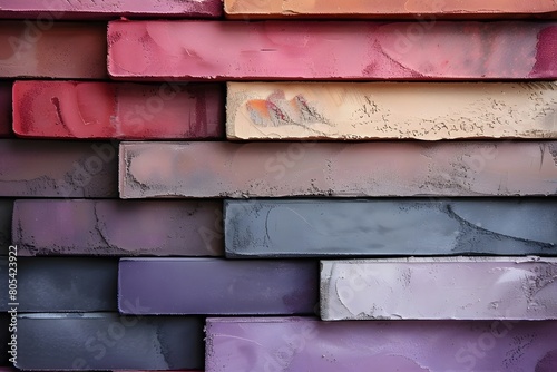 Colorful Building Bricks Stacked in a Row