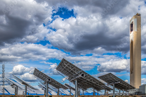Innovation in Energy: Tower and Mirrors of a Concentrated Solar Power Plant in Spain photo