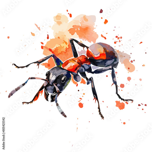 Watercolor clipart of a ant, isolated on a white background, Illustration painting, ant vector, drawing, design art, clipart image, Graphic logo