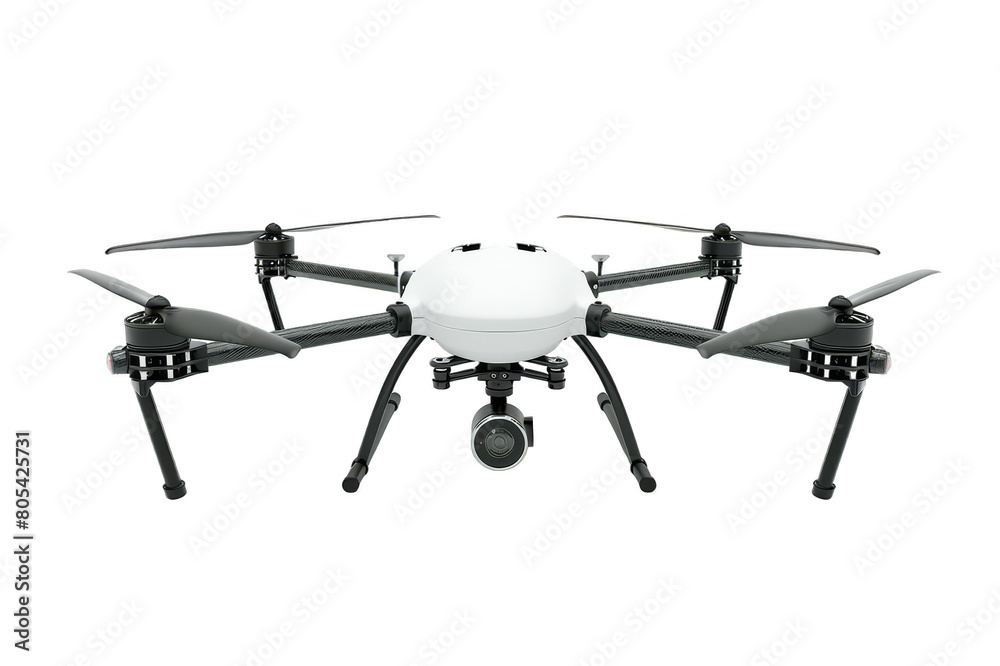 Large industrial quadcopter, close-up, on a transparent background, technology and innovation Large industrial quadcopter, close-up, on a transparent background, technology and innovation
