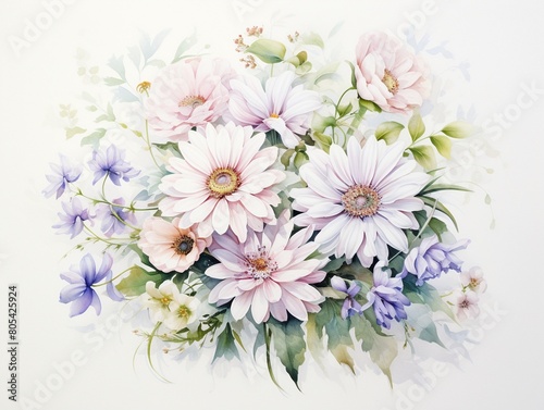 Delicate watercolor of lavender, embodying love and fertility, painted in gentle pastels on a pristine white canvas , high-detail texture