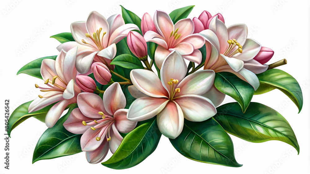 pink jasmine realistic illustration