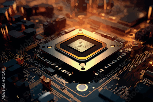 Electronic circuit board close up.