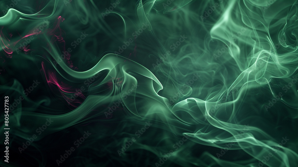 Smoke curling in shades of dark green and black, with a neon ruby texture that adds depth and drama. Smoke curling in shades of dark green and black, with a neon ruby texture that adds depth and drama.