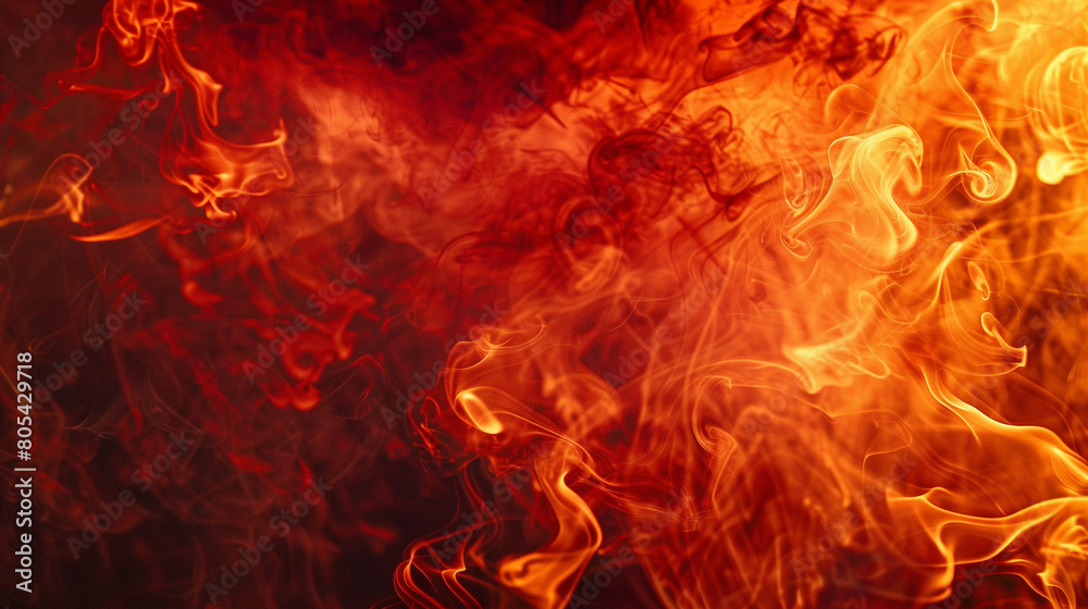 Smoke swirling in a dramatic and intense blend of fiery reds and oranges, evoking the passionate energy of a flamenco dance. Smoke swirling in a dramatic and intense blend of fiery reds and oranges, evoking the passionate energy of a flamenco dance.