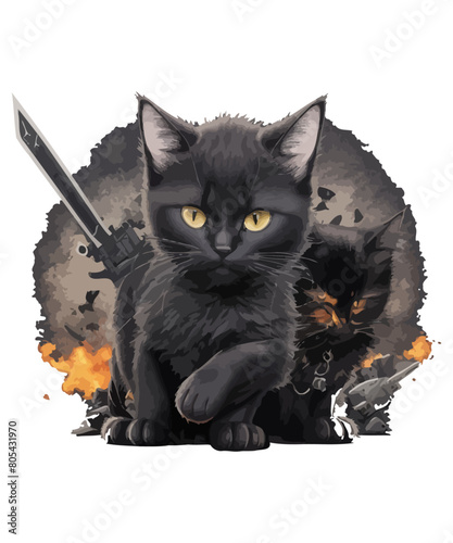 Cute cat illustration vector