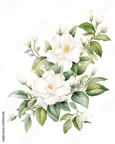 A beautiful watercolor painting of a magnolia flower © tarakke