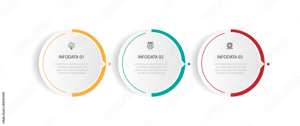 Vector template infographic with 3 step circle concept or option Vector template infographic with 3 step circle concept or option