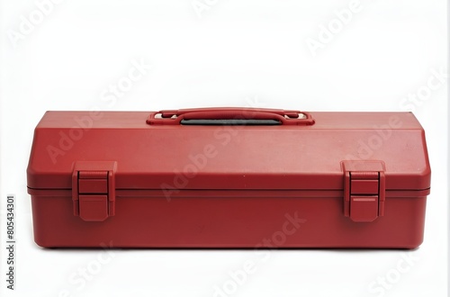 Red tool box on white background