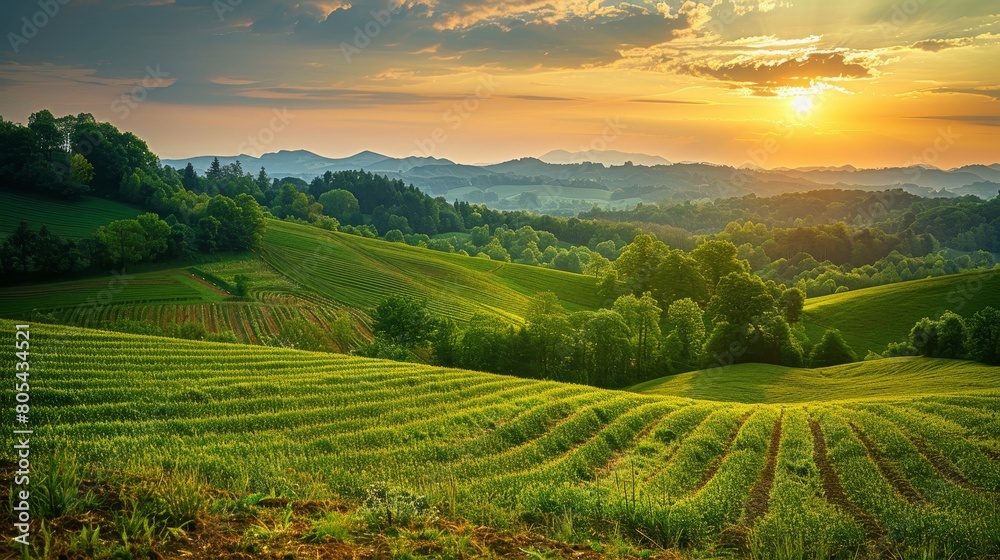 Countryside Rural Landscape: A neon photo showcasing the beauty of a rural landscape