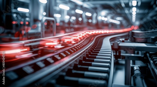 Wallpaper Mural Streamlined product movement on conveyor belts through a manufacturing line, showcasing system efficiency and coordination Torontodigital.ca