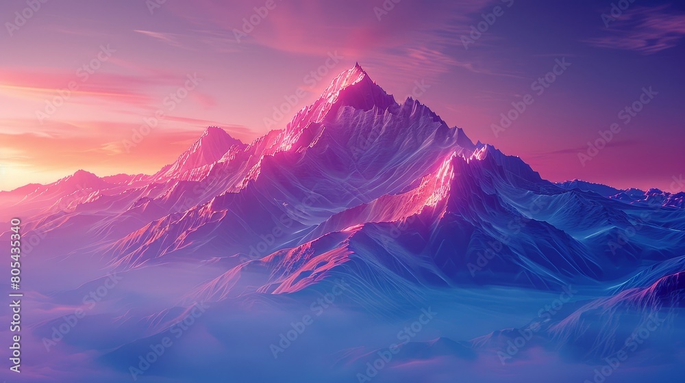 Mountains Remote Isolated: A neon photo showcasing the remote and isolated beauty of mountains