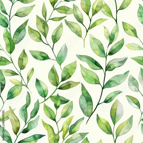 Watercolor leaves seamless pattern background