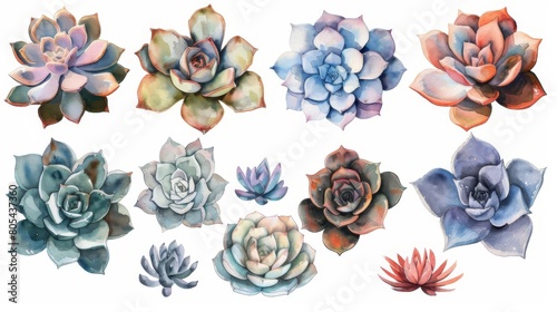 The image shows a variety of succulents, which are popular plants due to their low-maintenance requirements and attractive appearance. photo