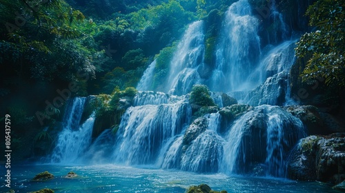 Waterfalls Paradise: Neon photos of waterfalls in paradisiacal surroundings