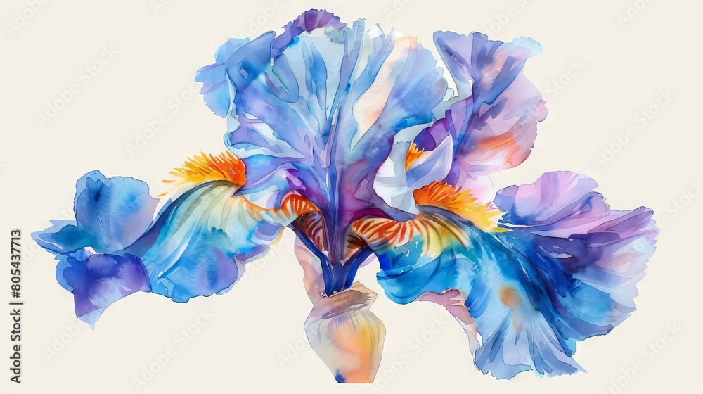 Obraz premium A watercolor painting of a blue iris.