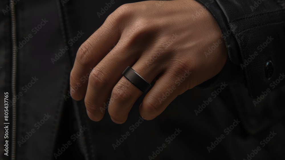 Minimalist stylish ring mockup on a man finger Minimalist stylish ring mockup on a man finger