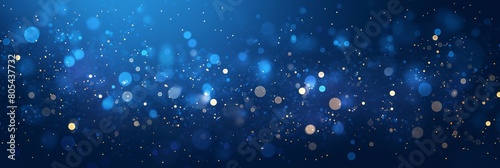 Abstract bright bokeh light background  festive Christmas background  blue banner