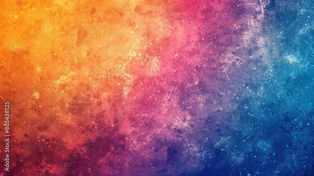Fototapeta premium Blue orange yellow pink grainy gradient background abstract poster design noise texture copy space