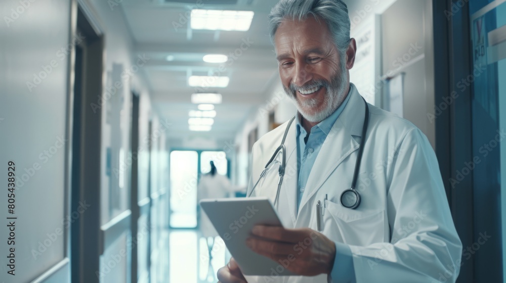 A Smiling Doctor with Tablet A Smiling Doctor with Tablet